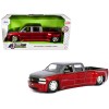 1999 Chevrolet Silverado Dually Pickup Truck Red Metallic and Gray with Stock Wheels 'Just Trucks' Series 1/24 Diecast Model Car by Jada