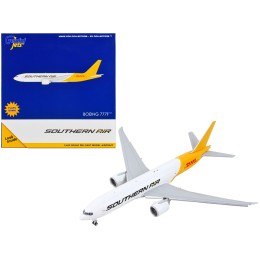 Boeing 777F Commercial Aircraft with Flaps Down 'Southern Air - DHL' White and Yellow 1/400 Diecast Model Airplane by GeminiJets