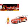 1995 Toyota Supra Red with Graphics and Saitama Diecast Figure 'One Punch Man' (2015-2019) TV Series 1/24 Diecast Model by Jada