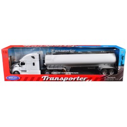 Freightliner Cascadia Truck White with White Tanker Trailer 'Transporter' Series 1/32 Diecast Model by Welly