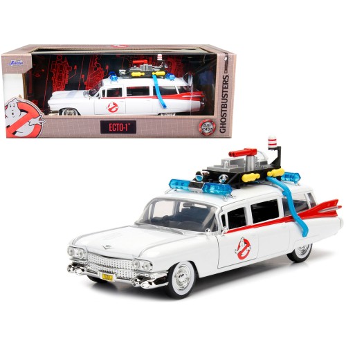 1959 Cadillac Ambulance Ecto-1 White 'Ghostbusters' Movie 'Hollywood Rides' Series 1/24 Diecast Model Car by Jada