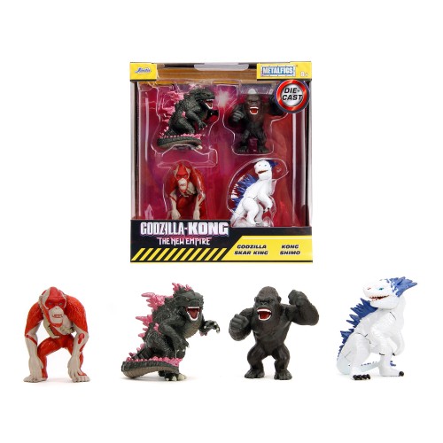 Set of 4 Diecast Figures 'Godzilla x Kong: The New Empire' (2024) Movie 'Metalfigs' Series Diecast Models by Jada