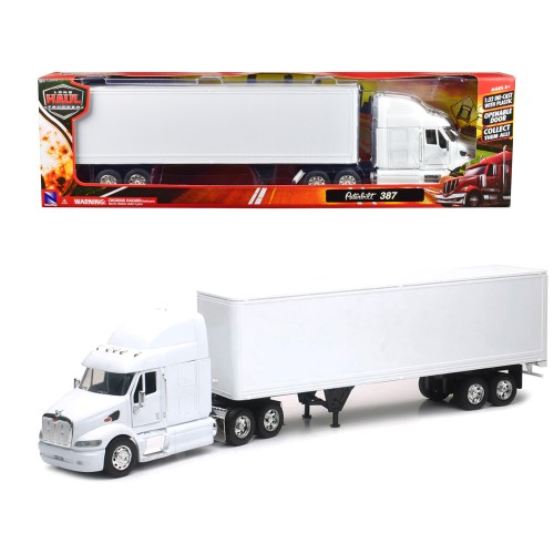 Peterbilt 387 Truck with Dry Goods Trailer White 'Long Haul Truckers' Series 1/32 Diecast Model by New Ray