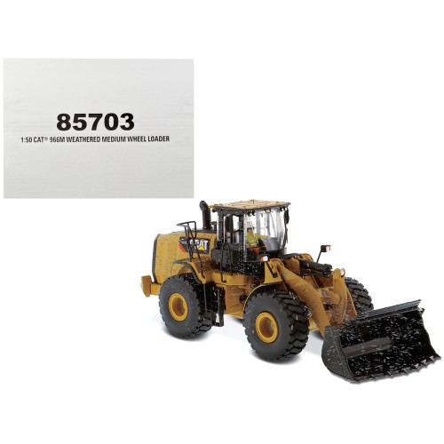 CAT Caterpillar 966M Wheel Loader with Operator (Dirty Version) 'Weathered' Series 1/50 Diecast Model by Diecast Masters