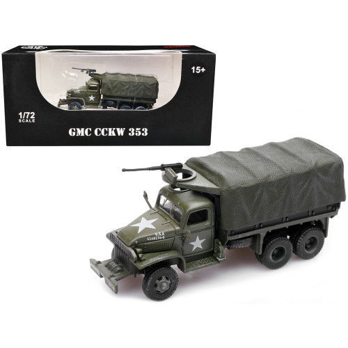 GMC CCKW 353 Truck With Mounted Gun Olive Drab '4148174-S' US Army World War II 1/72 Diecast Model by Legion
