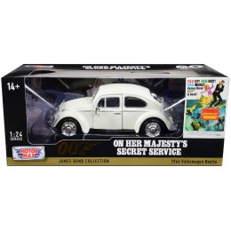 1966 Volkswagen Beetle White James Bond 007 'On Her Majesty's Secret Service' (1969) Movie 'James Bond Collection' Series 1/24 Diecast Model Car by Motormax