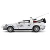 DMC DeLorean Time Machine Brushed Metal (Frost Version) with Lights 'Back to the Future' (1985) Movie 'Hollywood Rides' Series 1/24 Diecast Model Car by Jada