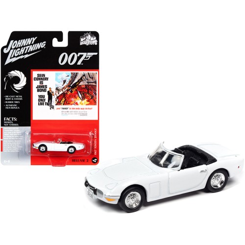 1967 Toyota 2000GT Convertible White (James Bond 007) 'You Only Live Twice' (1967) Movie 'Pop Culture' Series 1/64 Diecast Model Car by Johnny Lightning