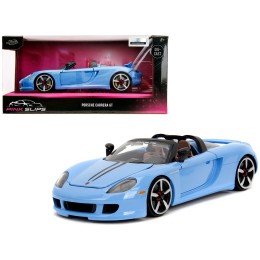 Porsche Carrera GT Convertible Blue with Black Stripes 'Pink Slips' Series 1/24 Diecast Model Car by Jada