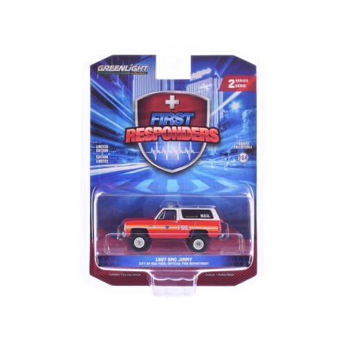 1987 GMC Jimmy 'FDNY (The Official Fire Department City of New York) M.E.U. (Medical Equipment Unit)' Red and White 'First Responders' Series 2  1/64 Diecast Model Car by Greenlight