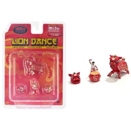 'Lion Dance' 4 piece Diecast Figure Set (1 Figures 1 Lion 2 Accessories) Limited Edition to 2400 pieces Worldwide for 1/64 Scale Models by American Diorama