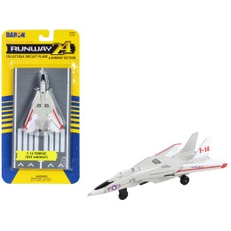 Grumman F-14 Tomcat Fighter Aircraft Gray with Red Stripes 'United States Navy Test Aircraft' with Runway Section Diecast Model Airplane by Runway24