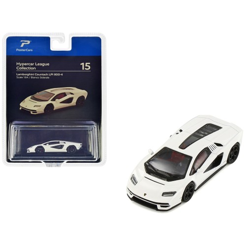 Lamborghini Countach LPI 800-4 Bianco Siderale White 'Hypercar League Collection' 1/64 Diecast Model Car by PosterCars