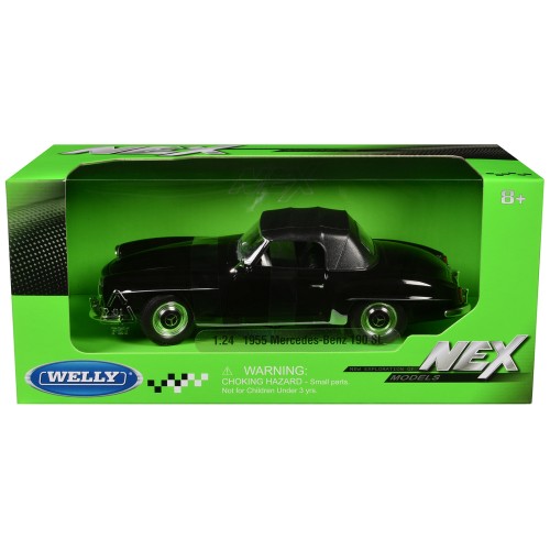 1955 Mercedes-Benz 190 SL (Closed Roof) Black 'NEX Models' Series 1/24 Diecast Model Car by Welly
