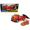 JDM Flatbed Truck #17 Red 'RAUH-Welt BEGRIFF' and Porsche RWB 911 993 #17 Red 'Muscle Transports' Series 1/64 Diecast Model Cars by Muscle Machines