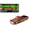 1965 Chevrolet El Camino Lowrider Candy Red Metallic with Graphics 'Lowriders' Series 1/25 Diecast Model Car by Maisto