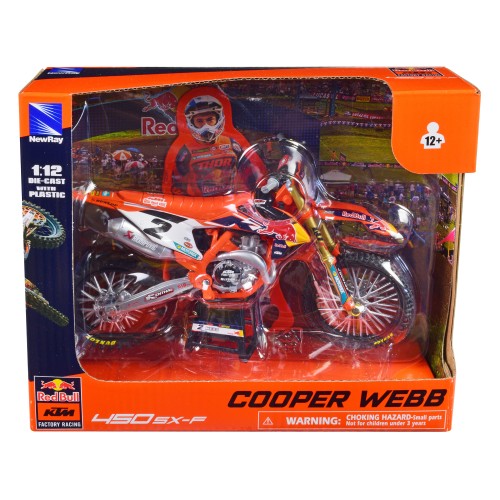 KTM 450 SX-F Motorcycle #2 Cooper Webb 'Red Bull KTM Factory Racing' 1/12 Diecast Model by New Ray