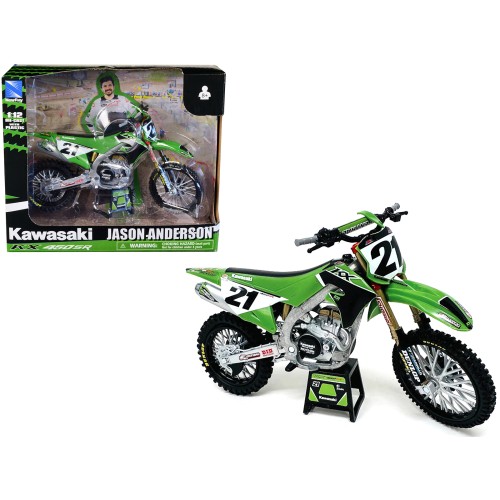 Kawasaki KX450SR Dirt Bike Motorcycle #21 Jason Anderson Green and Black 'Kawasaki Racing Team' 1/12 Model by New Ray