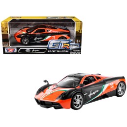 Pagani Huayra #23 Orange and Black with Stripes 'GT Racing' Series 1/24 Diecast Model Car by Motormax
