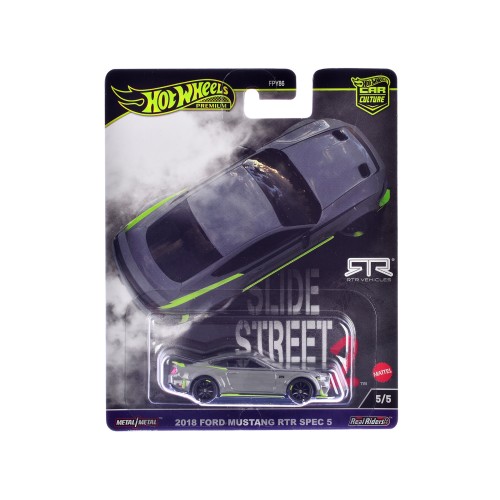 2018 Ford Mustang RTR Spec 5 Gray 'Slide Street 2' Series Diecast Model Car by Hot Wheels