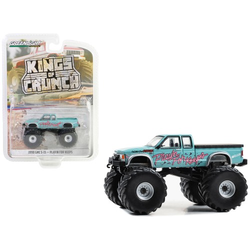 1990 GMC S-15 Monster Truck Light Blue 'Playin' for Keeps' 'Kings of Crunch' Series 14 1/64 Diecast Model Car by Greenlight