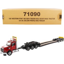Western Star 49X SBFA Tridem Axle Heavy-Haul Tractor with XL 120 Low-Profile HDG Trailer Red and Black 'Transport Series' 1/50 Diecast Model by Diecast Masters