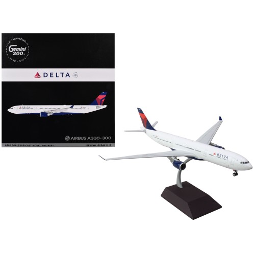 Airbus A330-300 Commercial Aircraft 'Delta Air Lines' (N829NW) White with Blue and Red Tail 'Gemini 200' Series 1/200 Diecast Model Airplane by GeminiJets