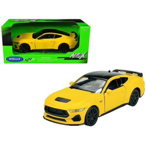 2024 Ford Mustang GT 5.0 Yellow with Black Top 'NEX Models' Series 1/25 Diecast Model Car by Welly