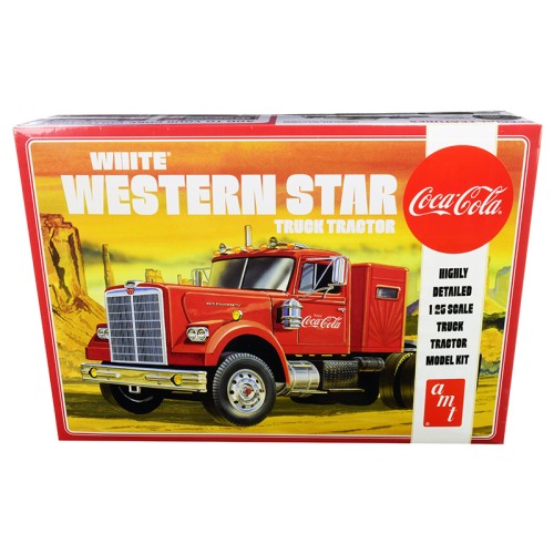 Skill 3 Model Kit White Western Star Semi Truck Tractor 'Coca-Cola' 1/25 Scale Model by AMT