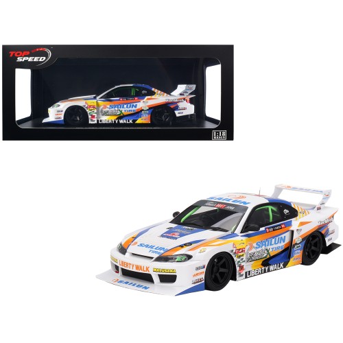 Nissan LB-Super Silhouette S15 SILVIA #555 Yukio Fausto 'Formula Drift Japan' (2023) 1/18 Model Car by Top Speed