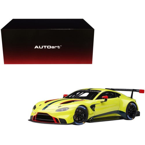 2018 Aston Martin Vantage GTE Le Mans PRO Presentation Car Lemon Green Metallic with Carbon and Red Accents 'Aston Martin Racing' 1/18 Model Car by Autoart