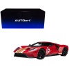 Ford GT Heritage Edition #16 'Alan Mann' Red Metallic with Gold Stripes 1/18 Model Car by Autoart