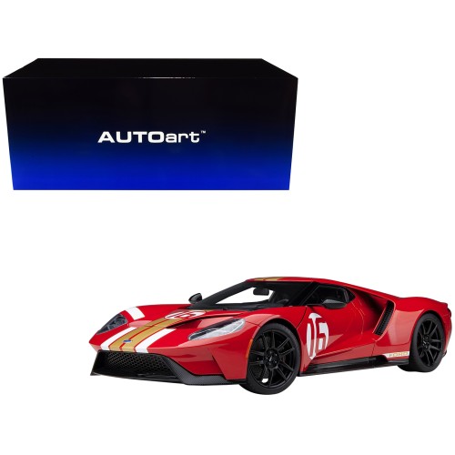 Ford GT Heritage Edition #16 'Alan Mann' Red Metallic with Gold Stripes 1/18 Model Car by Autoart