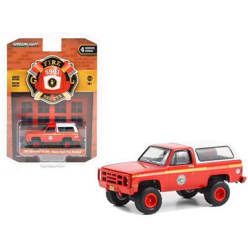 1984 Chevrolet M1009 Red with White Camper Shell 'Alaska State Fire Marshal' 'Fire & Rescue' Series 4 1/64 Diecast Model Car by Greenlight