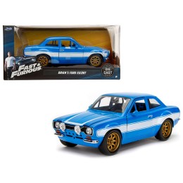 1970 Brian's Ford Escort Blue with White Stripes 'Fast & Furious' Movie 1/24 Diecast Model Car by Jada
