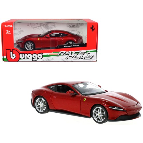 Ferrari Roma Red Metallic 'Race + Play' Series 1/24 Diecast Model Car by Bburago