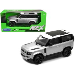2020 Land Rover Defender Silver Metallic with White Top 'NEX Models' 1/26 Diecast Model Car by Welly