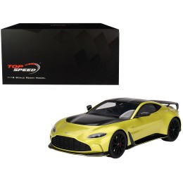 2022 Aston Martin V12 Vantage RHD (Right Hand Drive) Cosmopolitan Yellow with Black Hood and Top 1/18 Model Car by Top Speed