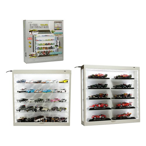 Showcase Wall Mount 5 Tier Display Case White with White Back Panel 'Mijo Exclusives' for 1/64-1/43 Scale Models