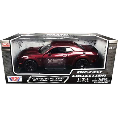 2018 Dodge Challenger SRT Hellcat Widebody Burgundy Metallic 'Die-Cast Collection' Series 1/24 Diecast Model Car by Motormax