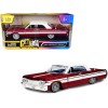 1964 Chevrolet Impala Lowrider Hard Top Candy Red Metallic with White Top 'Get Low' Series 1/24 Diecast Model Car by Motormax