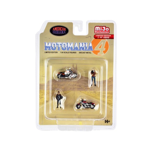 'Motomania 4' 4 piece Diecast Set (2 Figures and 2 Motorcycles) Limited Edition to 4800 pieces Worldwide 1/64 Scale Models by American Diorama