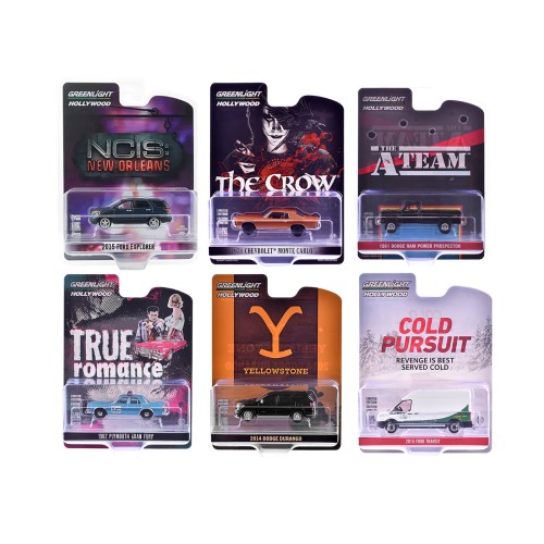 'Hollywood Series' Set of 6 pieces Release 43 1/64 Diecast Model Cars by Greenlight
