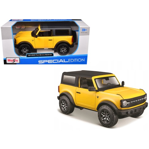 2021 Ford Bronco Badlands Yellow with Black Top 'Special Edition' 1/24 Diecast Model Car by Maisto