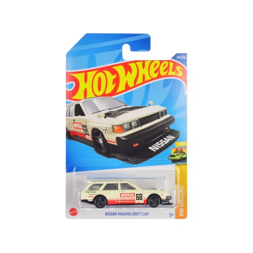 Nissan Maxima Wagon Drift Car #68 'Motul' Cream with Red Stripes 'HW Wagons' Series Diecast Model Car by Hot Wheels