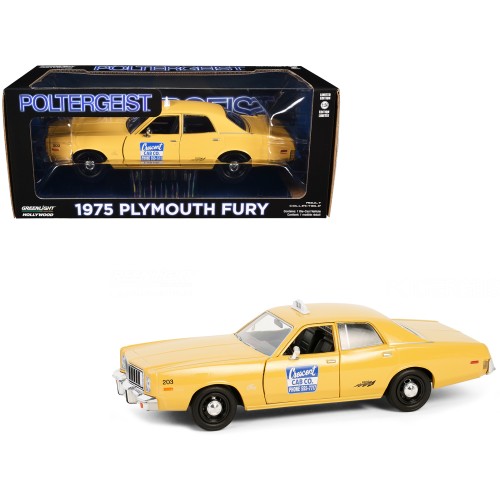 1975 Plymouth Fury Taxi 'Crescent Cab Co.' Yellow 'Poltergeist' (1982) Movie 'Hollywood' Series 20 1/24 Diecast Model Car by Greenlight
