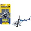 Bell 206 Jetranger Helicopter White and Blue 'Police-N70650' with Runway Section Diecast Model by Runway24