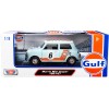 1961-1967 Morris Mini Cooper RHD (Right Hand Drive) #6 'Gulf Oil' Light Blue with Orange Stripes and Checkered Top 'City Classics' Series 1/18 Diecast Model Car by Motormax