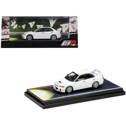Mitsubishi Lancer RS Evolution IV RHD (Right Hand Drive) White 'Monstar' with Seiji Iwaki Driver Figure 'Initial D' (1995-2013) Manga 1/64 Diecast Model Car by Hobby Japan