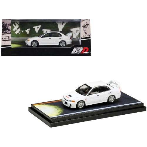 Mitsubishi Lancer RS Evolution IV RHD (Right Hand Drive) White 'Monstar' with Seiji Iwaki Driver Figure 'Initial D' (1995-2013) Manga 1/64 Diecast Model Car by Hobby Japan